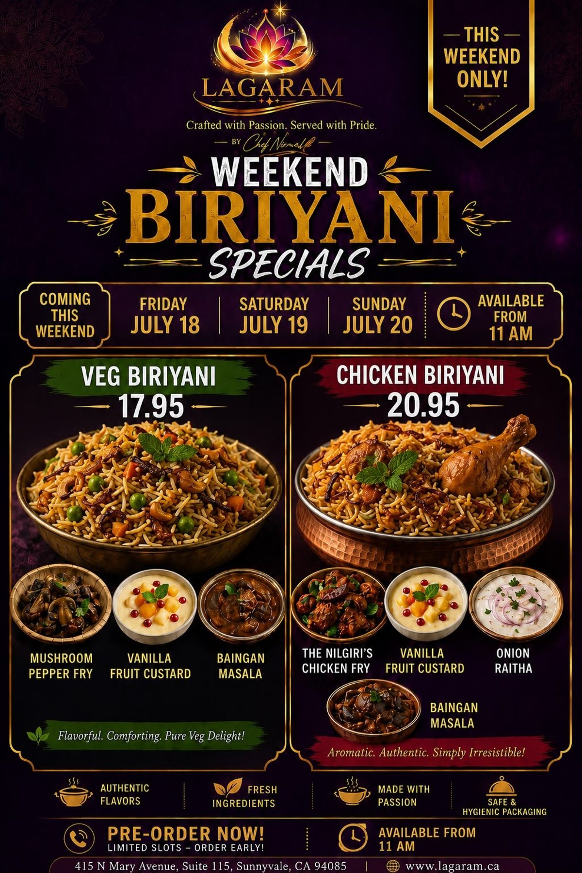 New Weekend Specials at Lagaram!