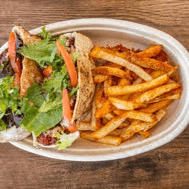 Signature Chicken Pita Sandwich.